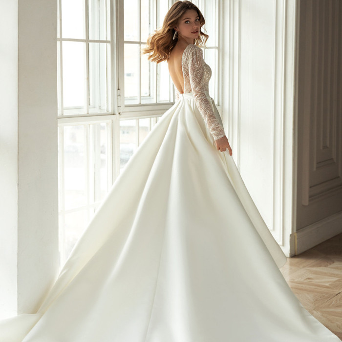 Women's Fashion Elegant Bronzing Hollow V-Neck Elegant Party Wedding Guest Dress