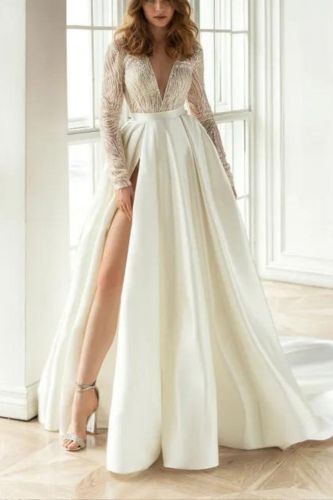 Women's Fashion Elegant Bronzing Hollow V-Neck Elegant Party Wedding Guest Dress