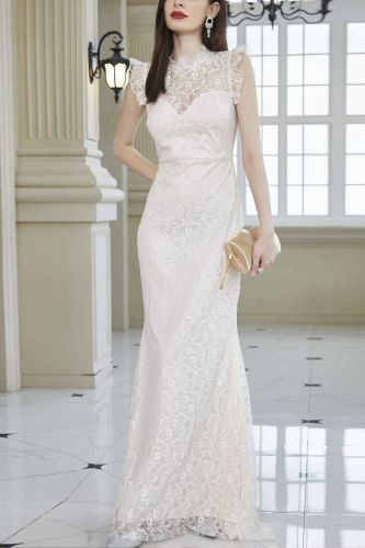Summer Women's Fashion Sexy Slim Sleeveless See-Through Wedding Guest Dress