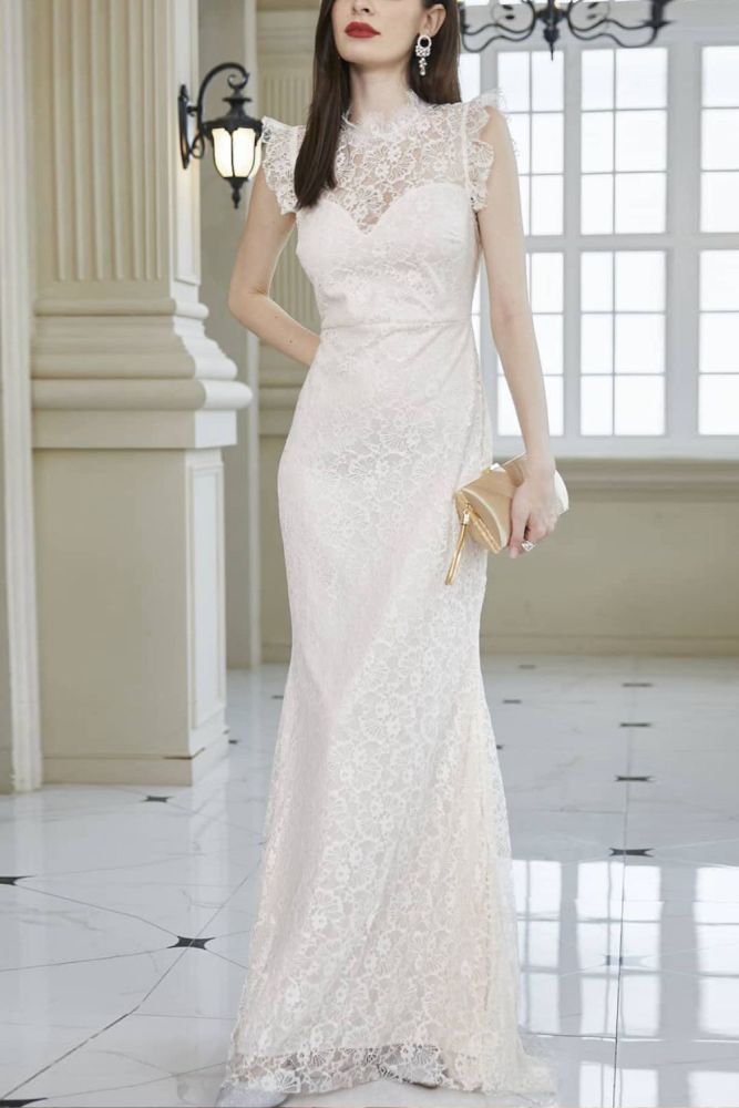 Summer Women's Fashion Sexy Slim Sleeveless See-Through Wedding Guest Dress