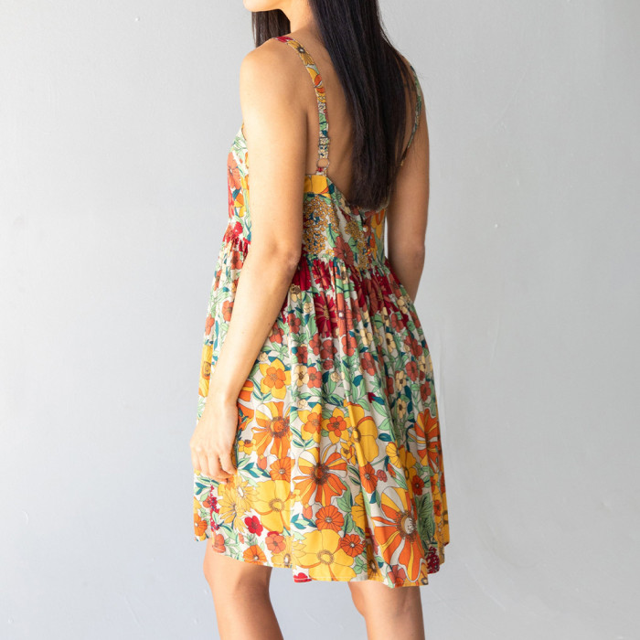 Summer Women's Suspender Strap Holiday Print Loose Casual Dress