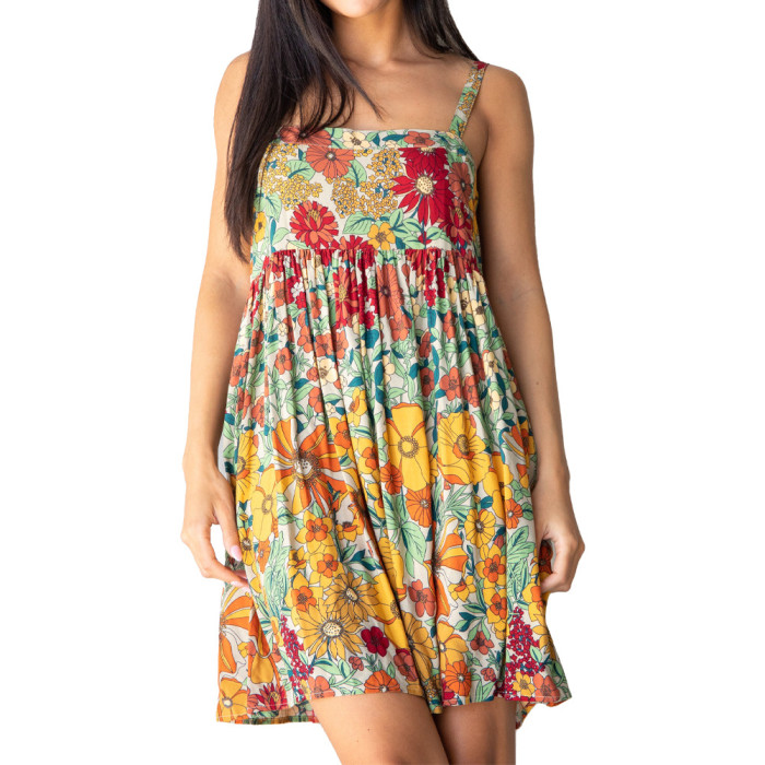 Summer Women's Suspender Strap Holiday Print Loose Casual Dress