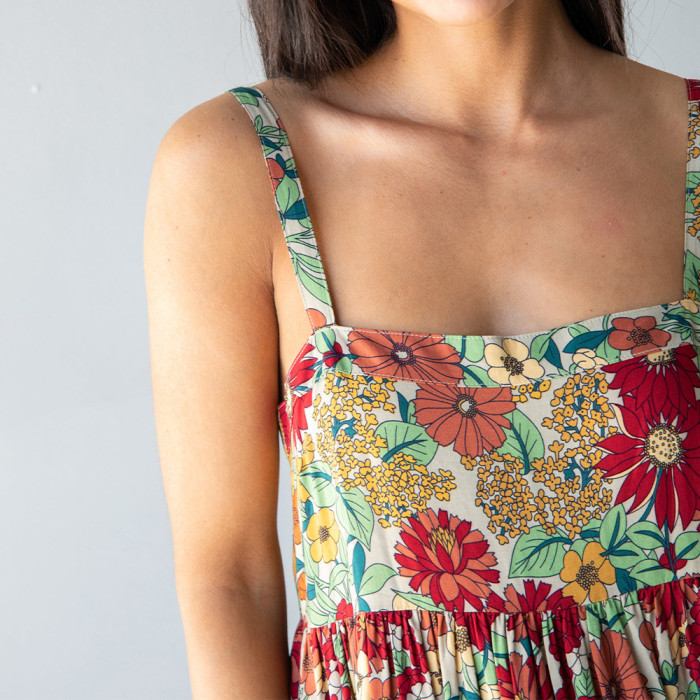 Summer Women's Suspender Strap Holiday Print Loose Casual Dress