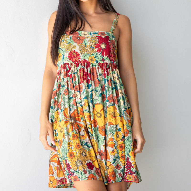 Summer Women's Suspender Strap Holiday Print Loose Casual Dress
