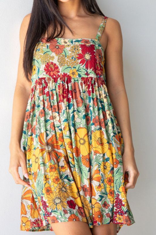 Summer Women's Suspender Strap Holiday Print Loose Casual Dress