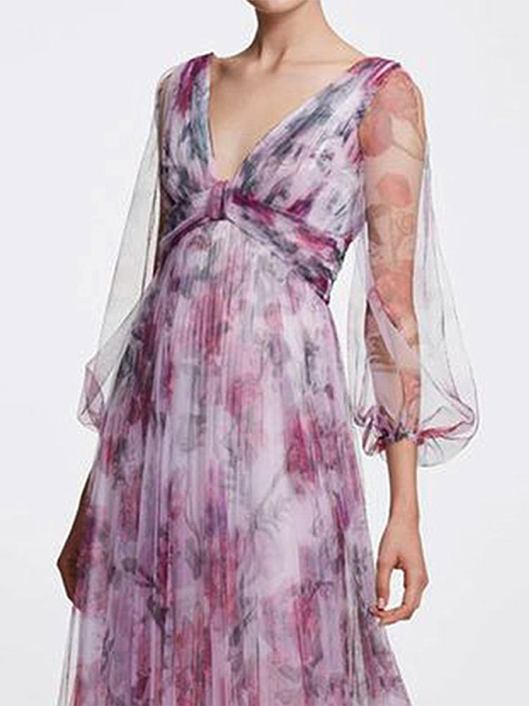 Elegant Pleated Classic Boat Neck Pleated Maxi Dress main image 0