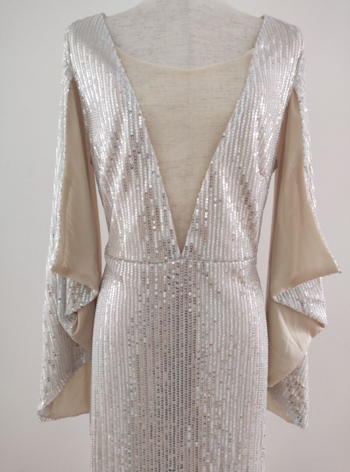 Fashion Sexy Suspender Temperament Ball Elegant Sequined Mermaid Wedding Guest Dress