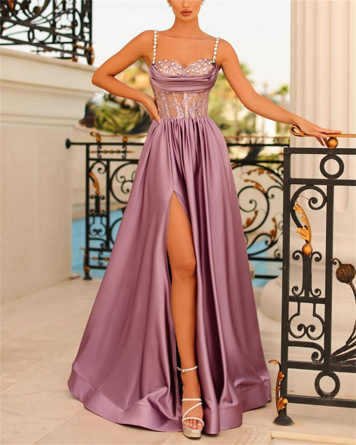 Fashion Swing V Neck High Waist Fashion Party Sexy Evening Wedding Guest Dress