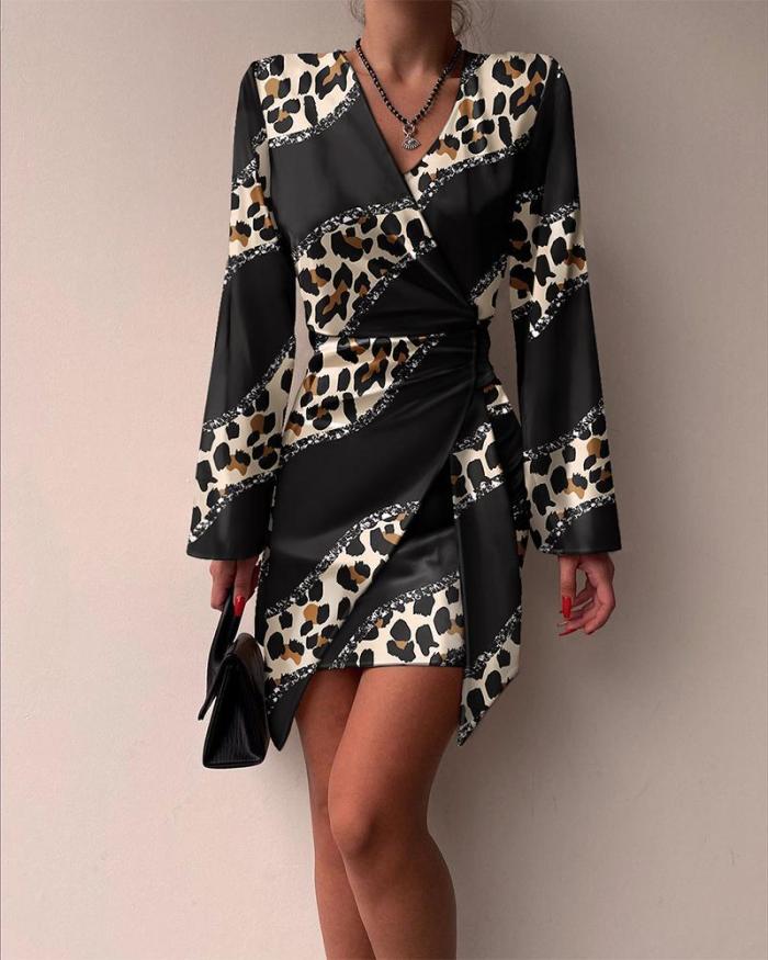 Fashion Print Temperament Long Sleeve Shirt Casual Dress