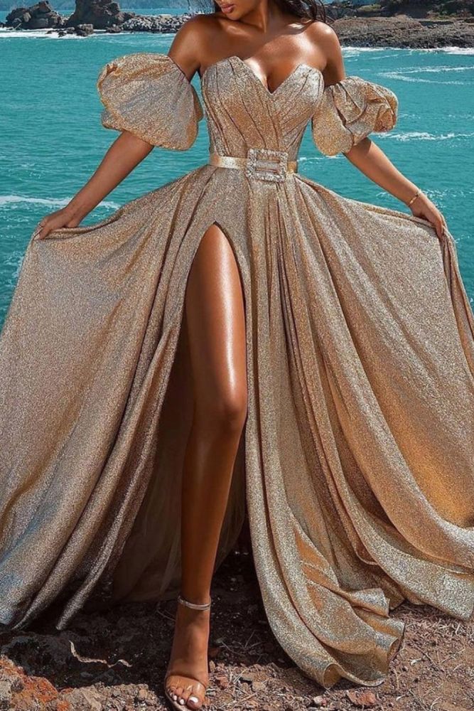 Fashion Sexy Party Glitter Deep V Neck Sleeveless Tube Top Dinner Party Wedding Guest Dress