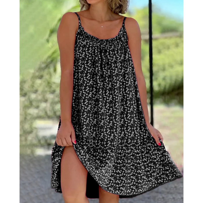 Women's Floral A-line Fashion Sexy Sleeveless Casual Loose Round Neck Dress