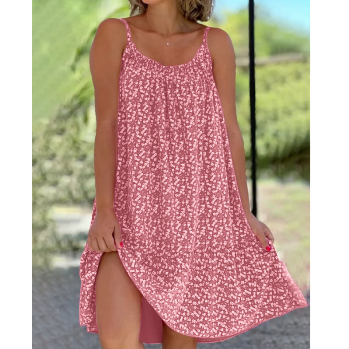 Women's Floral A-line Fashion Sexy Sleeveless Casual Loose Round Neck Dress