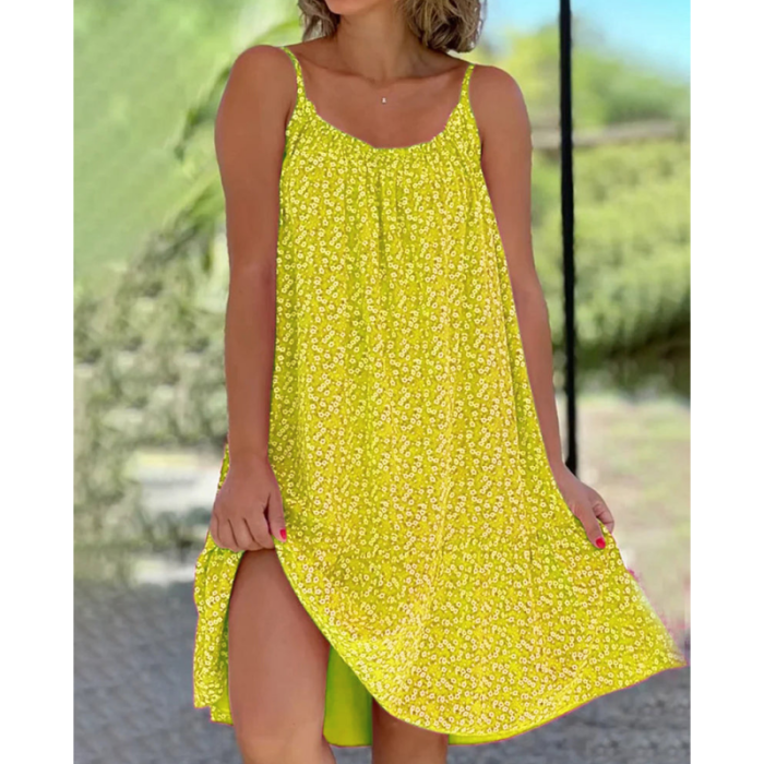 Women's Floral A-line Fashion Sexy Sleeveless Casual Loose Round Neck Dress