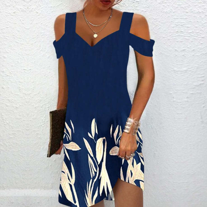 Sexy V Neck Floral Party Retro Loose A Line Elegant Mini  Casual Dress