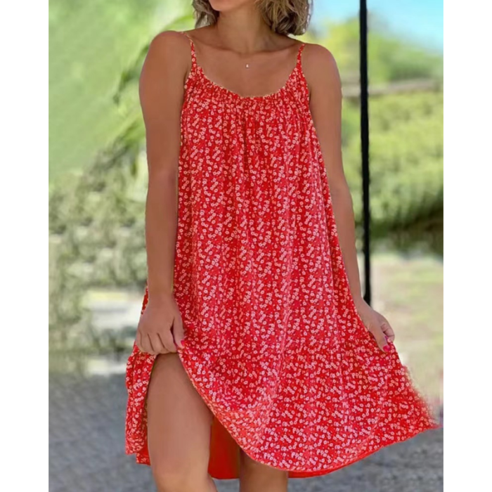 Women's Floral A-line Fashion Sexy Sleeveless Casual Loose Round Neck Dress