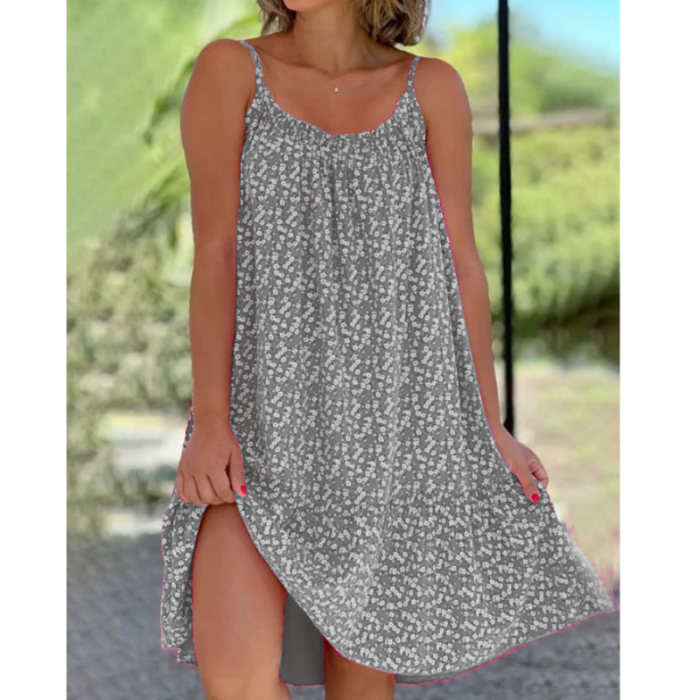 Women's Floral A-line Fashion Sexy Sleeveless Casual Loose Round Neck Dress