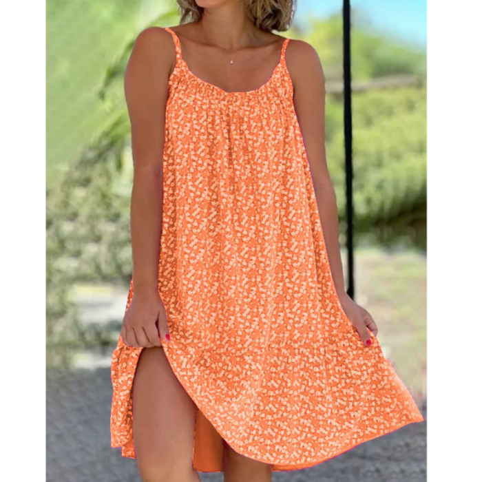 Women's Floral A-line Fashion Sexy Sleeveless Casual Loose Round Neck Dress