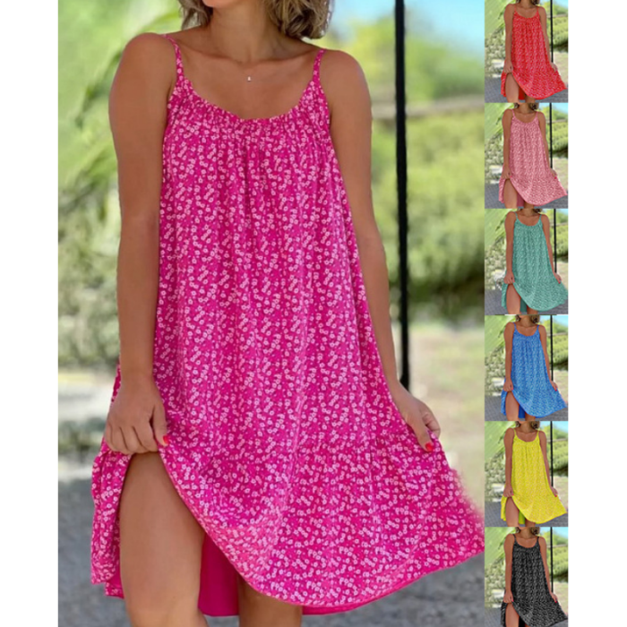 Women's Floral A-line Fashion Sexy Sleeveless Casual Loose Round Neck Dress
