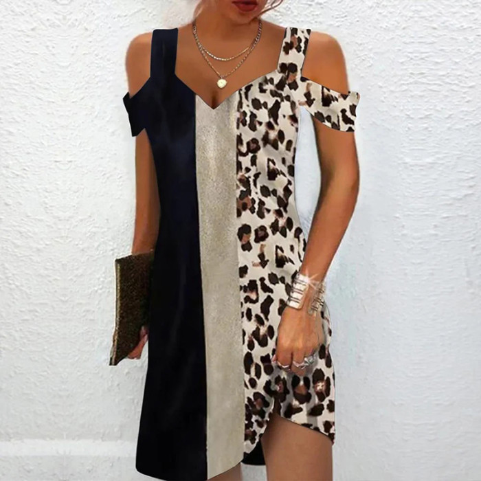 Sexy V Neck Floral Party Retro Loose A Line Elegant Mini  Casual Dress