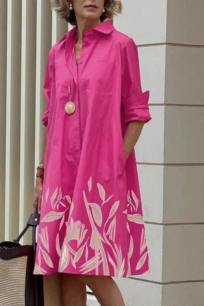 Bohemian Long Sleeve Print Sexy Pocket V Neck Loose Casual Dress