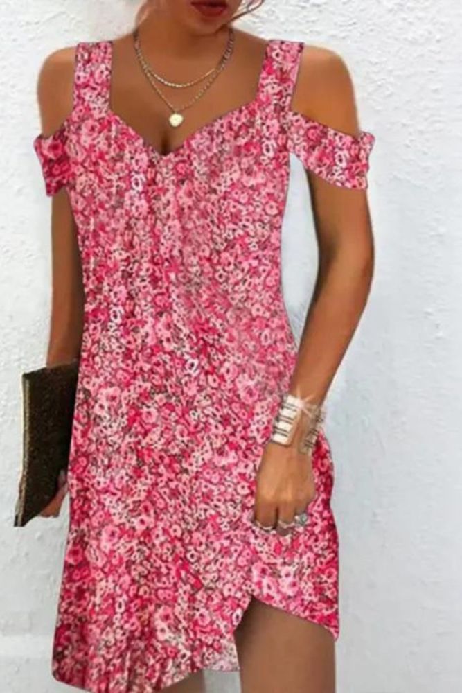 Sexy V Neck Floral Party Retro Loose A Line Elegant Mini  Casual Dress