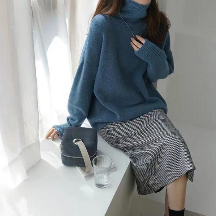 Women's Loose Knit High-Neck Sweater