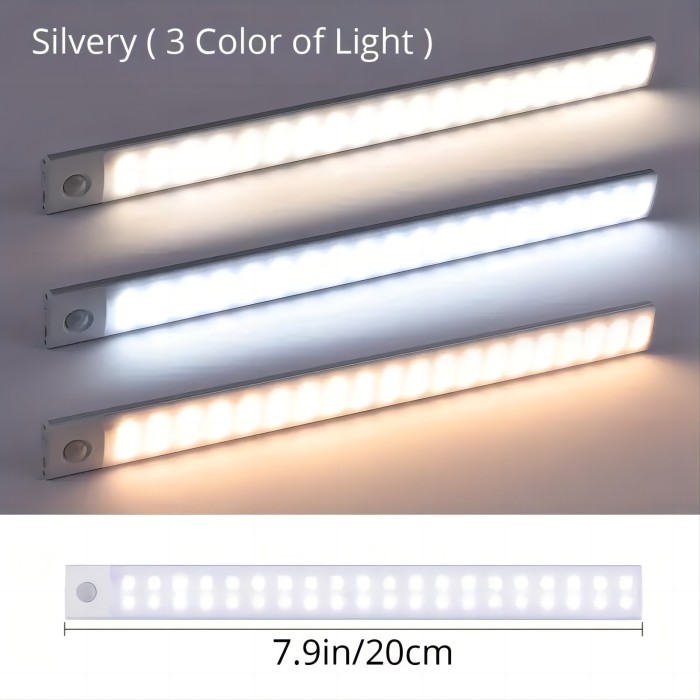 1pc LED Motion Sensor Cabinet Light, Under Counter Closet Lighting, Wireless Magnetic USB Rechargeable Kitchen Night Lights