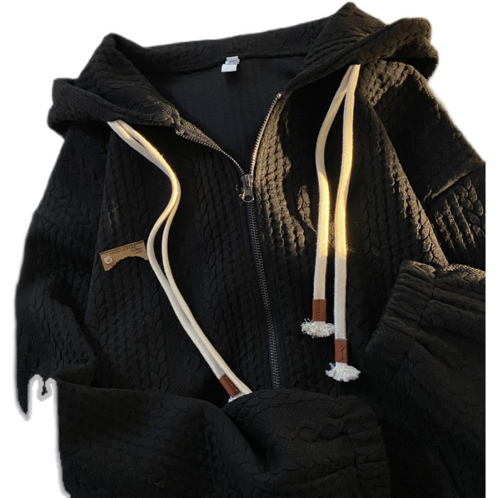 Women Vintage Streetwear Long Sleeve Loose Zip Up Hoodies