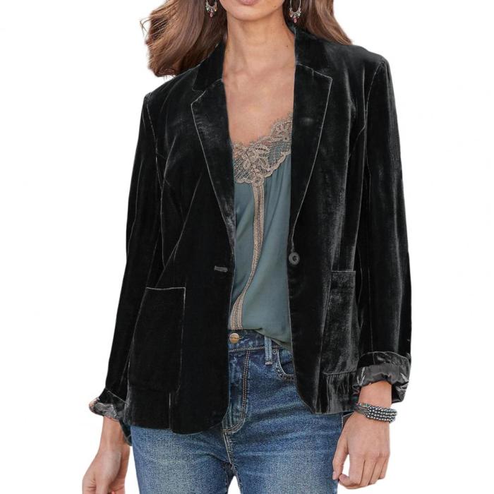 Casual Women's Velvet Cardigan Coat Solid Color Loose Retro Sexy  Jacket
