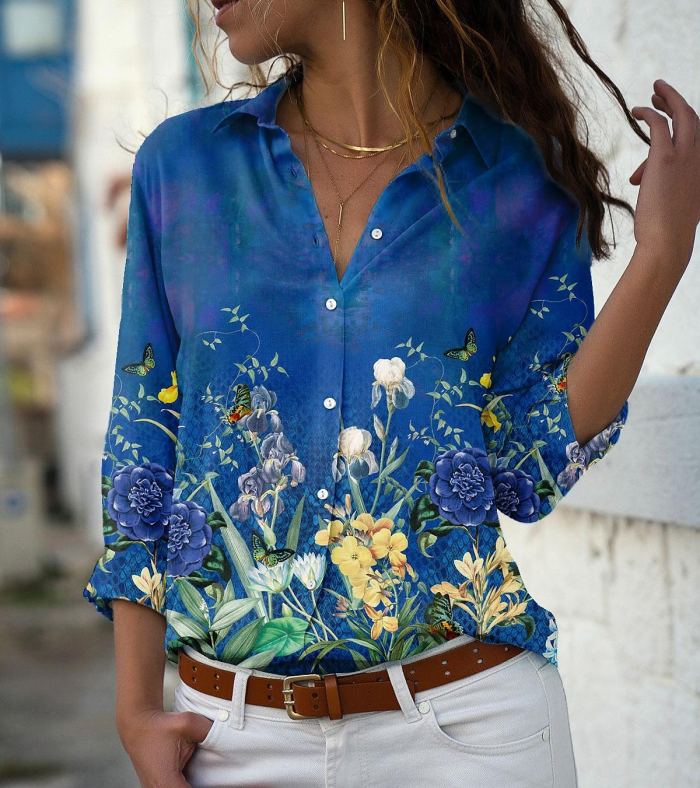 Fashion Blouse Loose Long Sleeve Casual Shirt