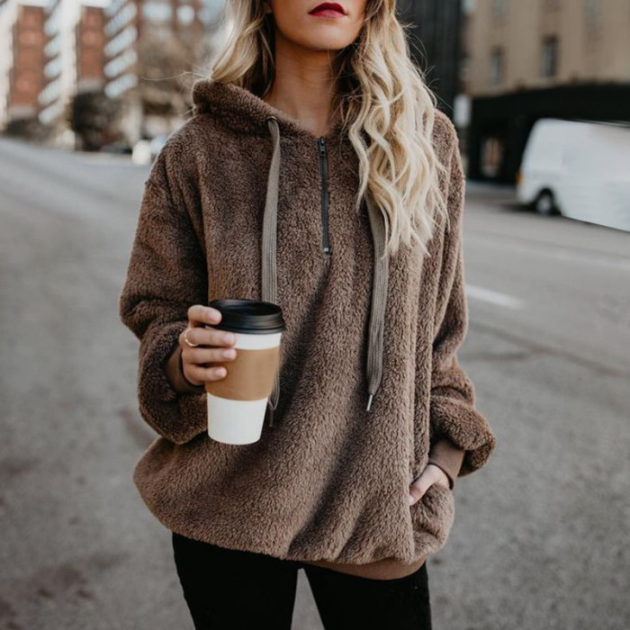 Women's Fashion Long Sleeve Solid Hoodies