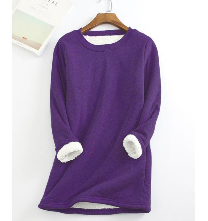 Women Pullover O Neck Long Sleeve Knitted Loose Plus Size Sweatshirt