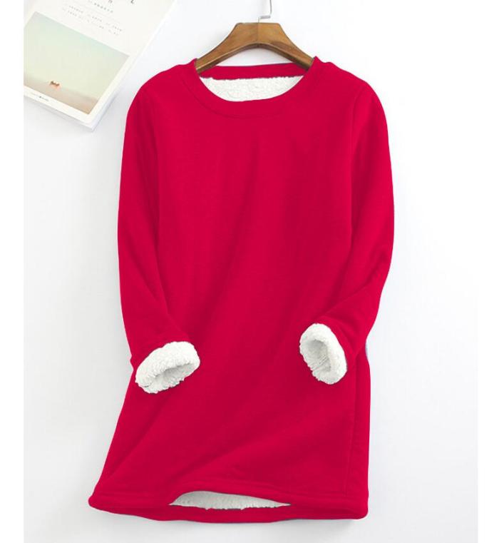Women Pullover O Neck Long Sleeve Knitted Loose Plus Size Sweatshirt