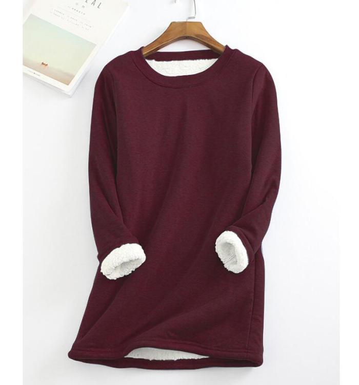 Women Pullover O Neck Long Sleeve Knitted Loose Plus Size Sweatshirt