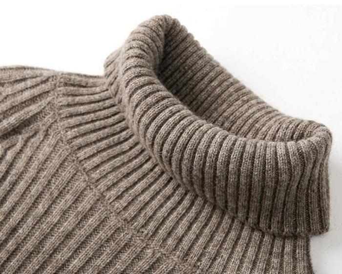 Women Turtleneck Pullovers Solid Striped Knit Loose Sweater