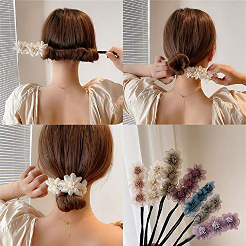 Flower Hair Curler  Easy-to-Use Headdress for Baby Girls with Stunning Elastic Hair Ties