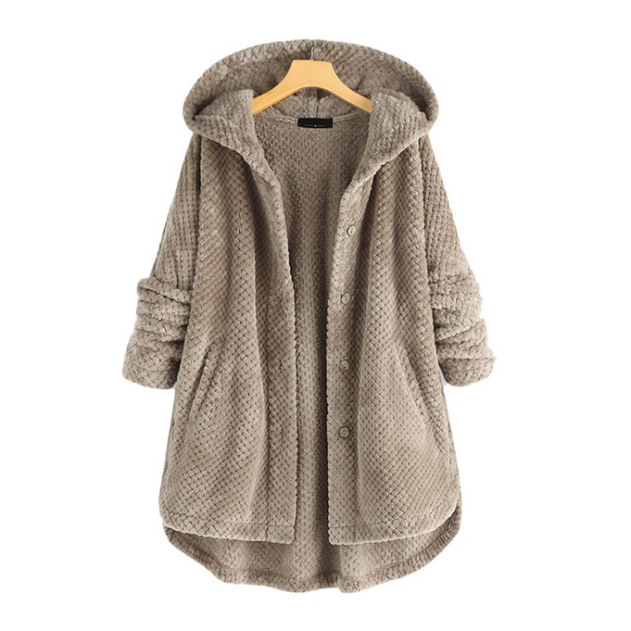 Women's Fashion Double Faced Velvet Hooded Coat