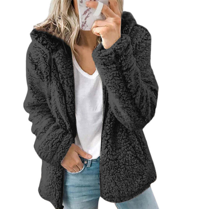Women Elegant Faux Fur Thick Warm Soft Fleece Coat