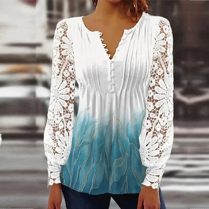 Women's Elegant Loose Temperament Casual Long-sleeved Printed Blouse