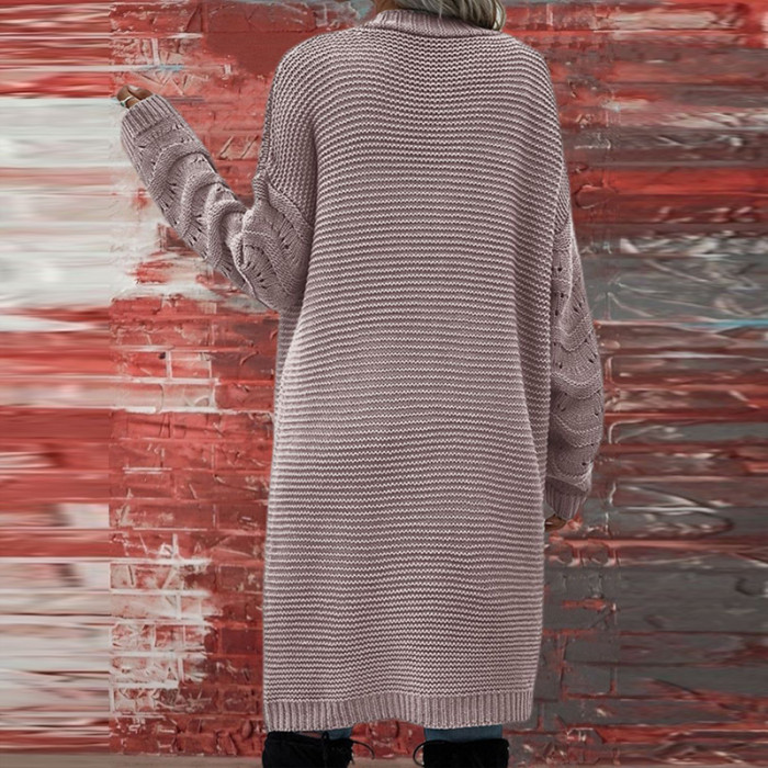 Women Full Sleeve Fashion Solid V-Neck Loose Streetwear Sweater Cardigan