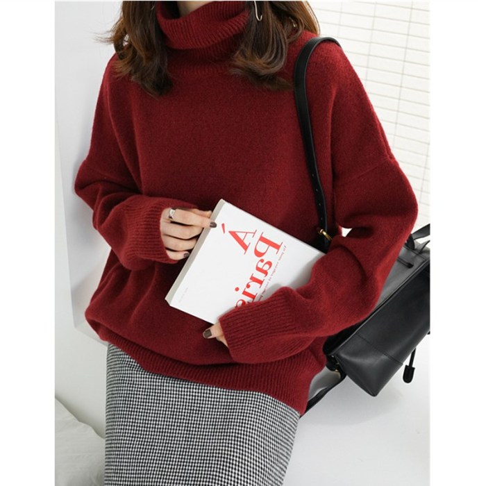 Women's Loose Knit High-Neck Sweater