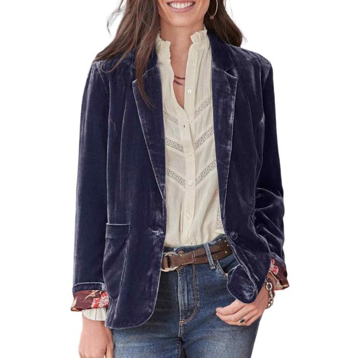 Casual Women's Velvet Cardigan Coat Solid Color Loose Retro Sexy  Jacket