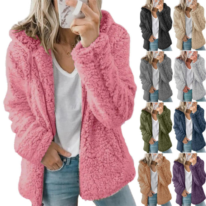 Women Elegant Faux Fur Thick Warm Soft Fleece Coat