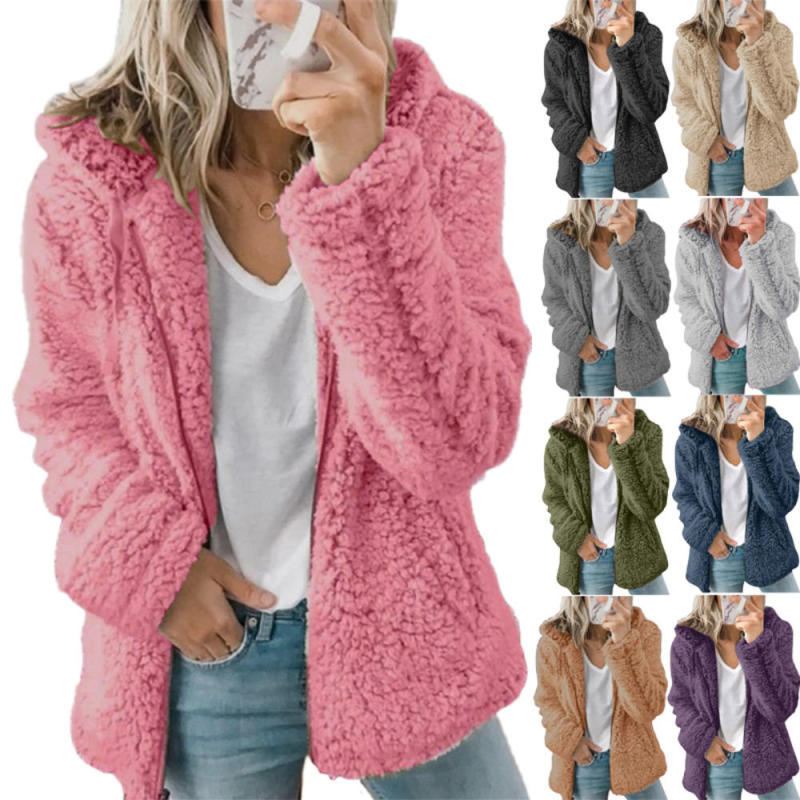 Women Elegant Faux Fur Thick Warm Soft Fleece Coat