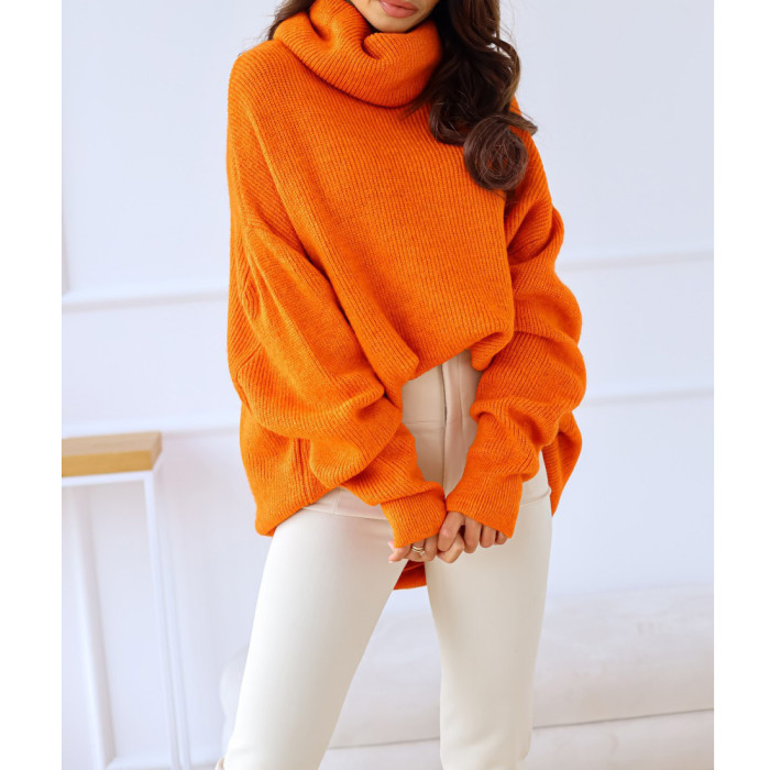 Women's Solid Color Turtleneck Pullovers Large Size Loose Sweater