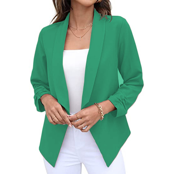 Women Casual Solid Color Outerwear Slim Blazer