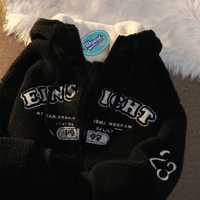Women's Retro Embroidered Zipper Loose Hoodie