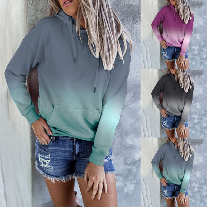 Women's Loose Print Casual Long Sleeve Hoodies