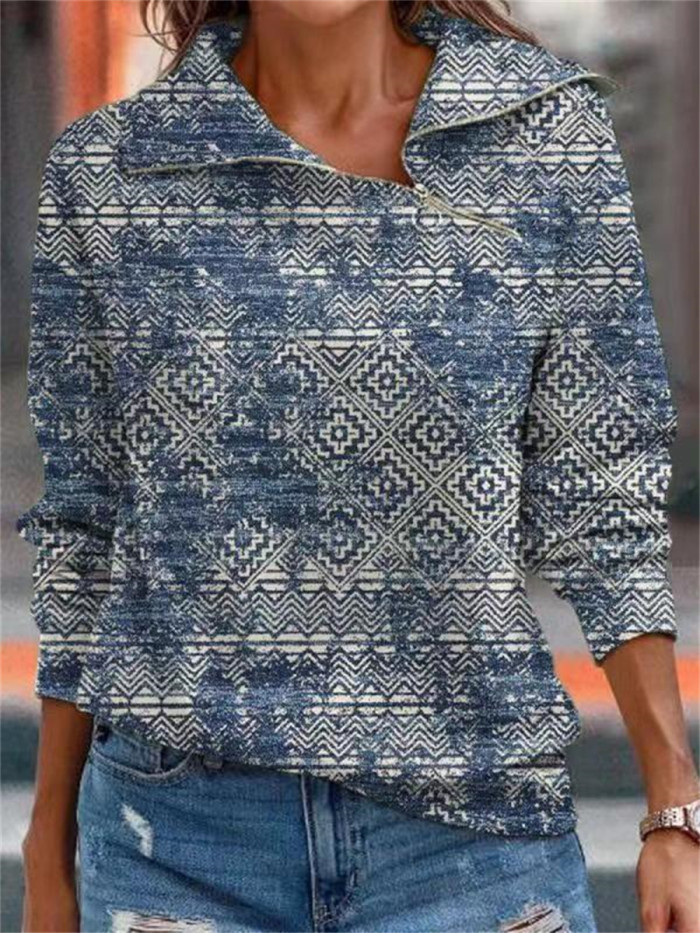 Fashion Loose Zipper Hoodie Casual Street Print Fashion Ladies Sweatshirt