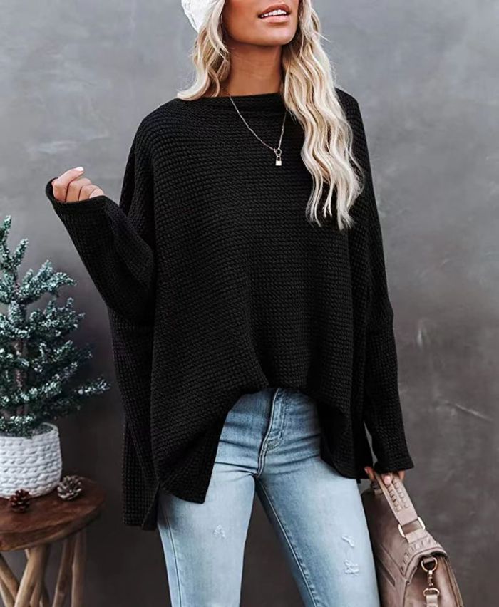 Women's Casual Off Shoulder Long Sleeve Knit Pullover Loose Sweater